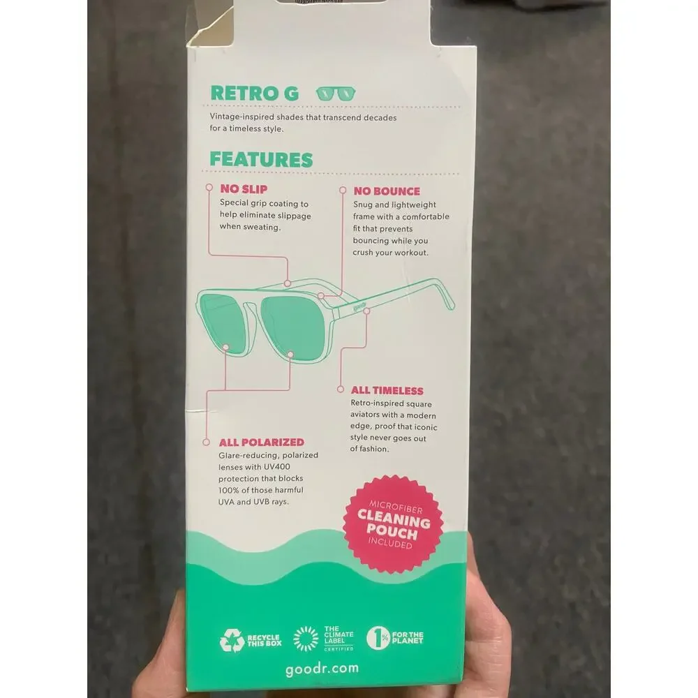 NWT - goodr adult Retro G Impromptu Disco Nap Plastic Square Sunnies